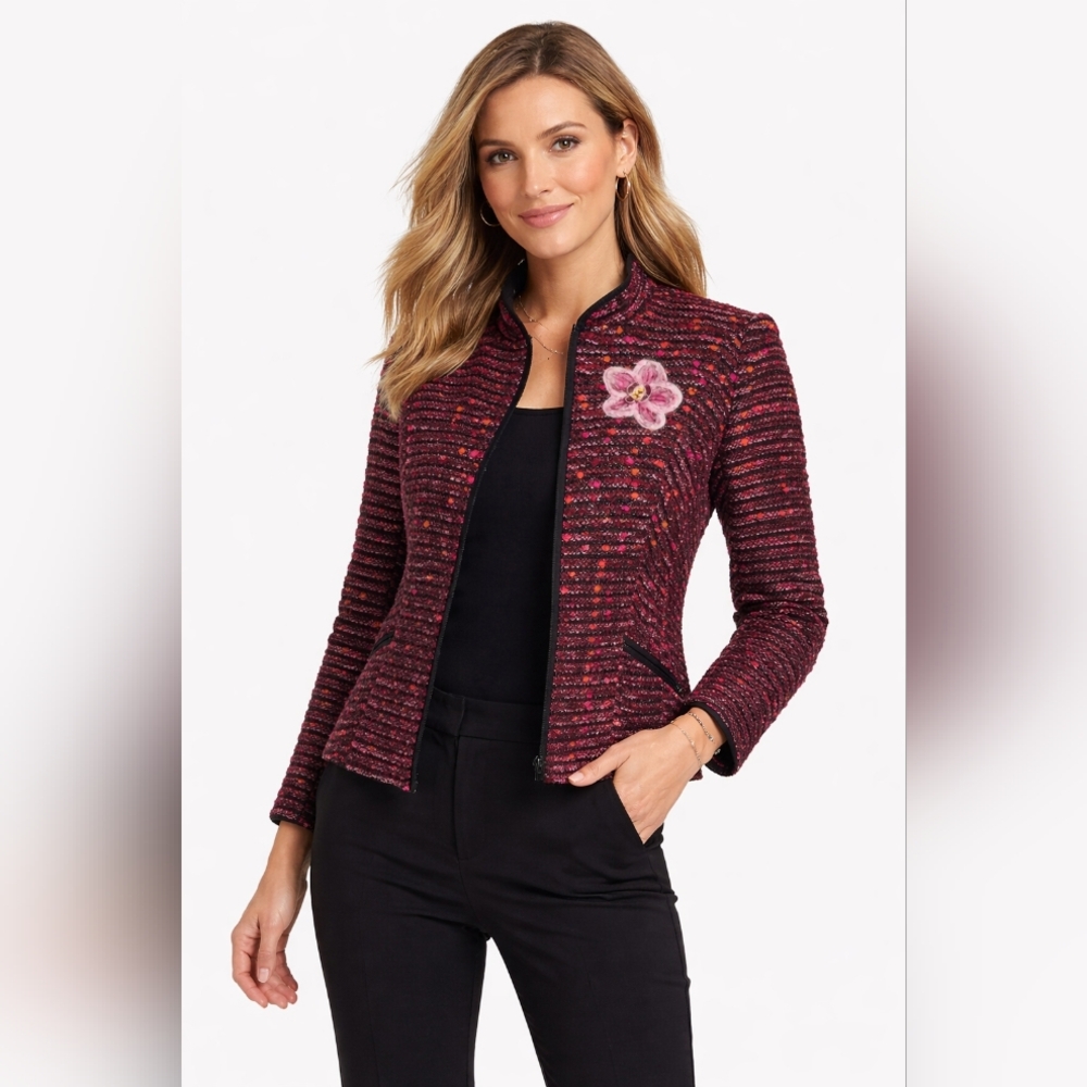 $198 ✨ Classiques Entier Bouclé Jacket Orchid Floral Detail ✨